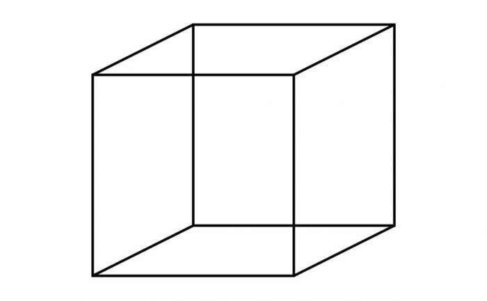 The outline of a cube drawn 