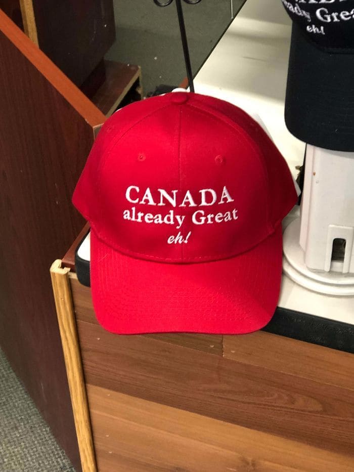 Red hat that reads “CANADA already Great, eh!”