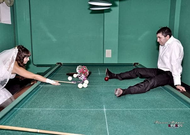 married couple playing pool