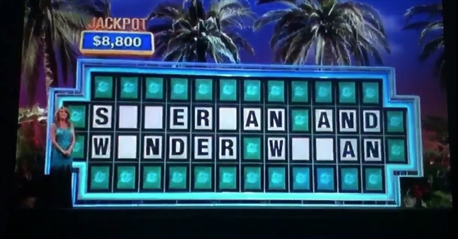 Wheel of Fortune puzzle reading “S_ _ER_AN AND W_NDER W_ _AN”