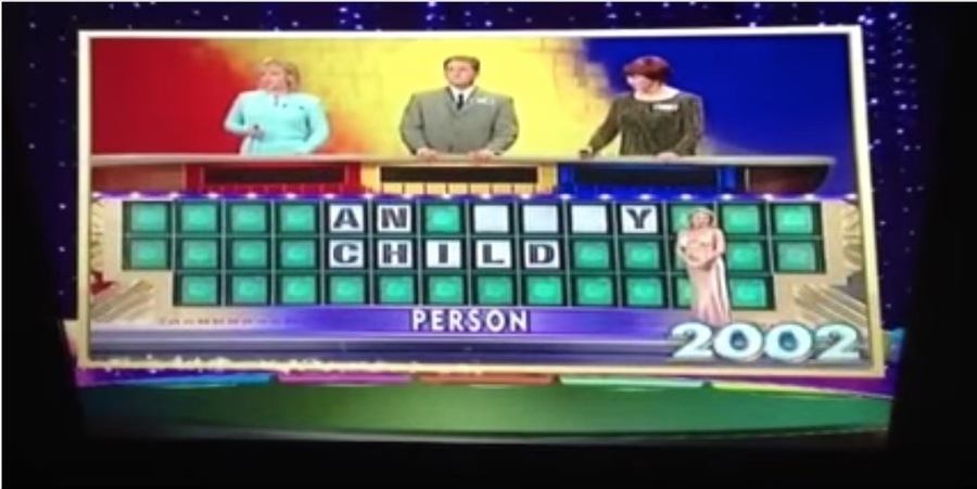 Wheel of Fortune puzzle reading “AN _ _ _Y CHILD”