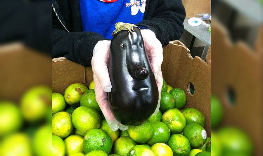 An eggplant with a big nose 