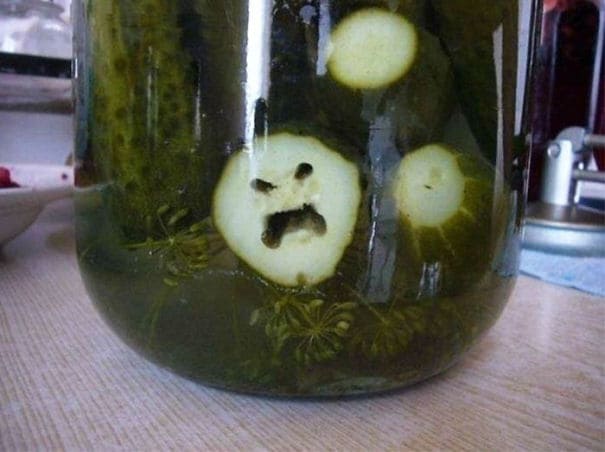 An angry-looking pickle