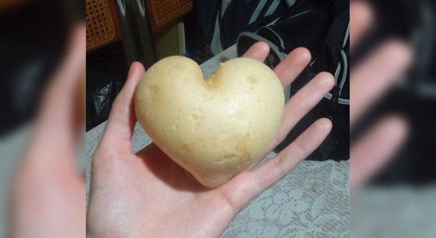 A potato shaped like a heart 