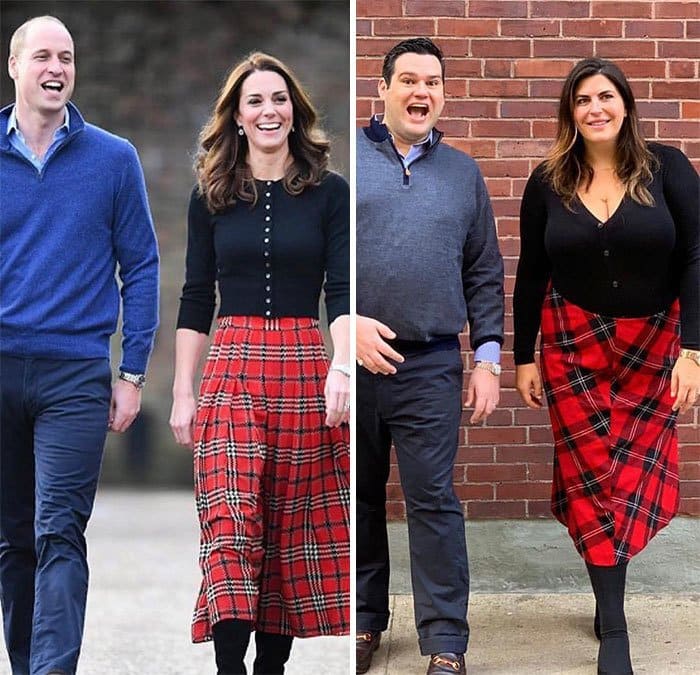 Kate Middleton, Prince William, and Katie Sturino, a male friend side by side