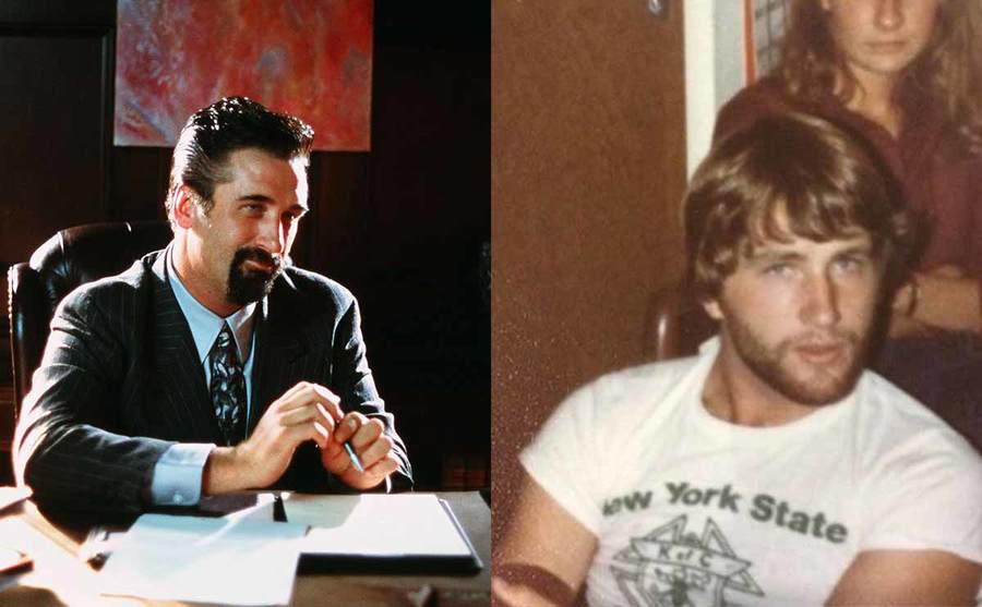 Daniel Baldwin behind a desk in the film Water’s Edge / Daniel Baldwin in his late teens sitting on a couch 