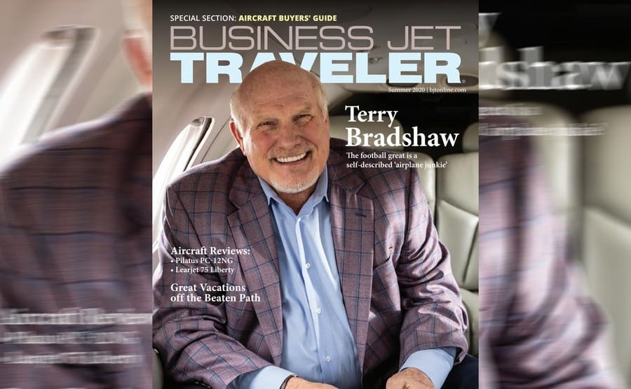 Terry Bradshaw on the cover of Business Jet Traveler magazine 