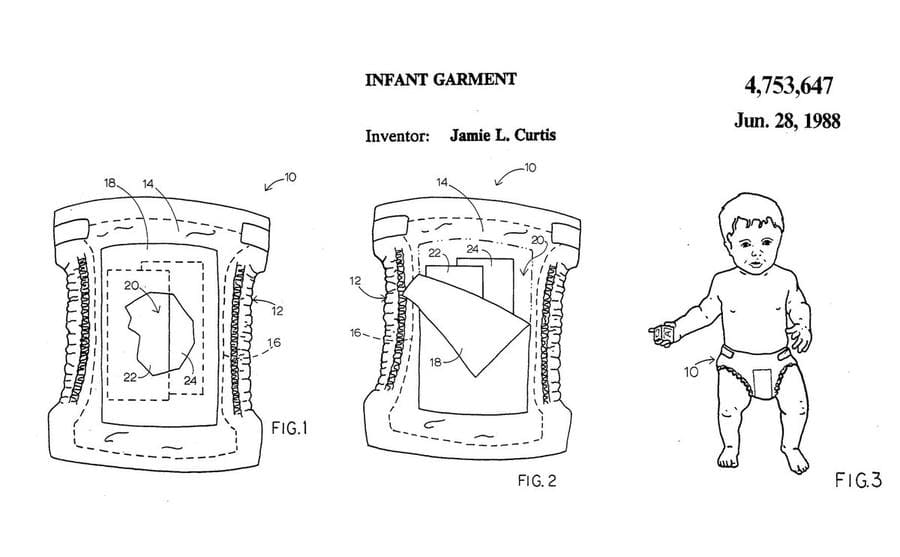 The patent for Jamie Lee Curtis’ storage diaper 