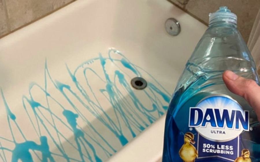 Dish Soap and a Broom to Clean Your Bathtub
