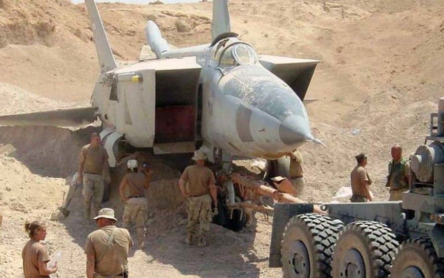 Iraqi fighter jets buried in the sand