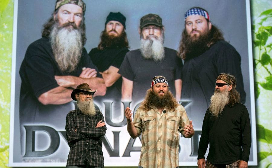 Television personalities Si Robertson, Willie Robertson, and Phil Robertson from A&E Television Networks LLC's Duck Dynasty television show speak at the National Cable and Telecommunications Association