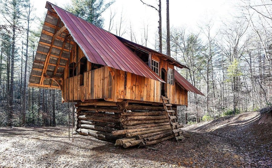 One of the hand-built cabins at The Turtle Island Preserve.
