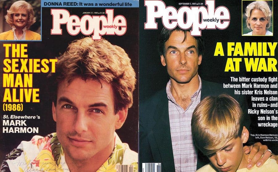 Mark Harmon on the cover of People Magazine as the sexiest man alive / Mark Harmon on the cover of People Magazine with his nephew Sam 