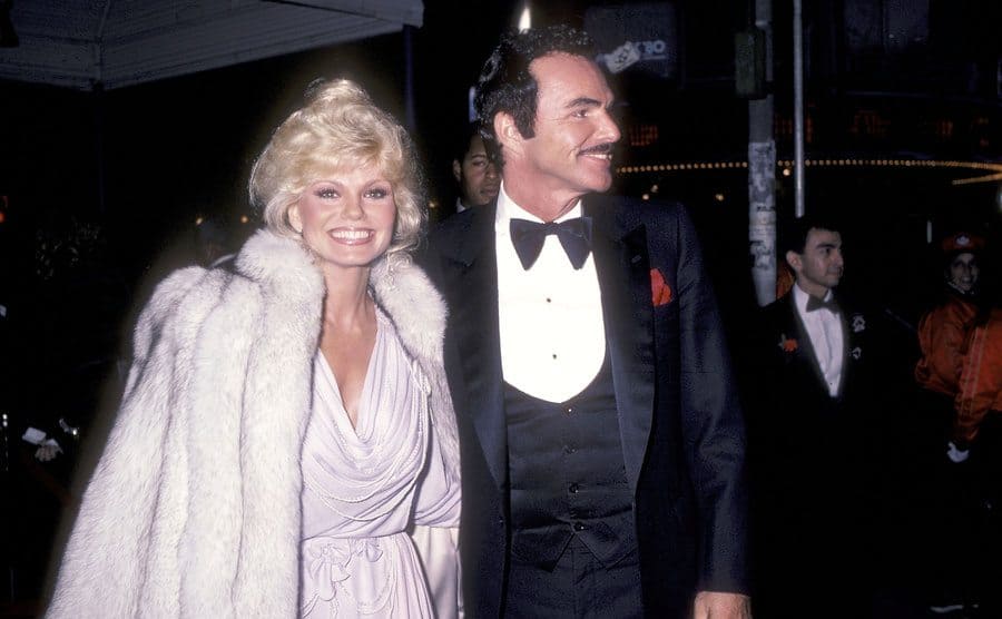 Loni Anderson and Burt Reynolds on the red carpet 