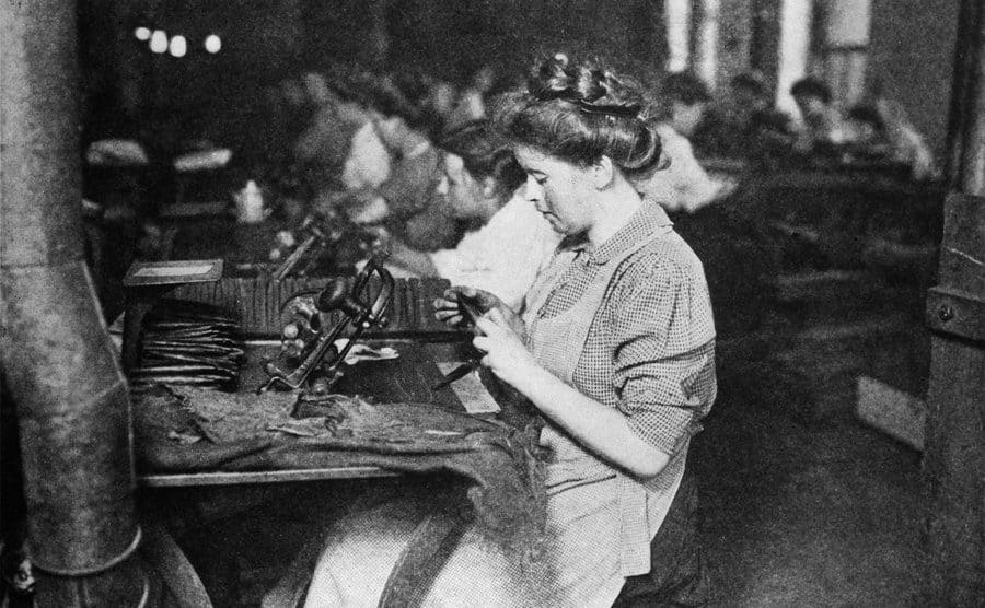 A women working in a factory. 
