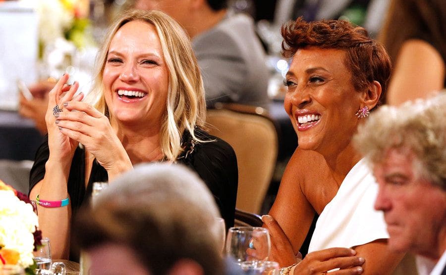 Robin Roberts and Amber Laign are attending the Point Foundation's Point Honors gala at The Beverly Hilton Hotel.