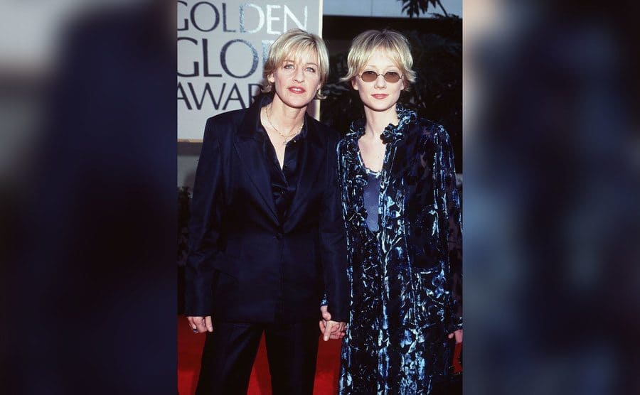 Ellen DeGeneres and Anne Heche at the Golden Globe Awards. 