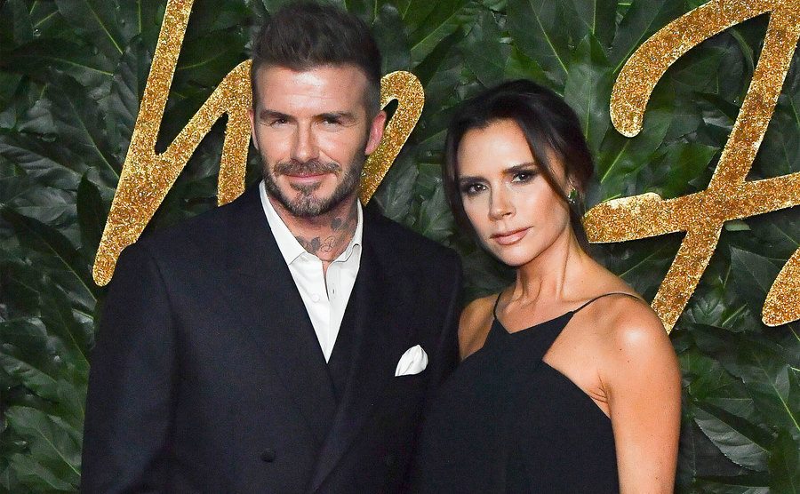 David Beckham and Victoria Beckham attend the Fashion Awards. 