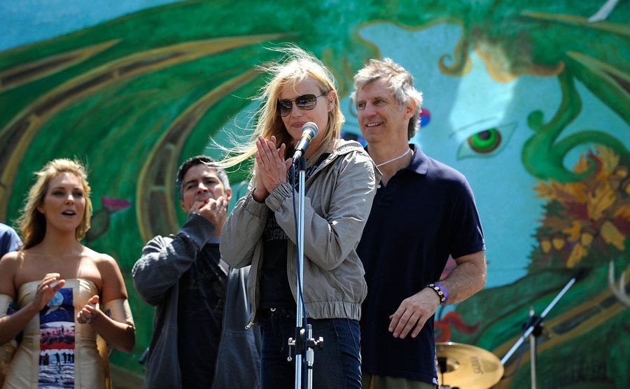 Daryl Hannah speaks during an event.