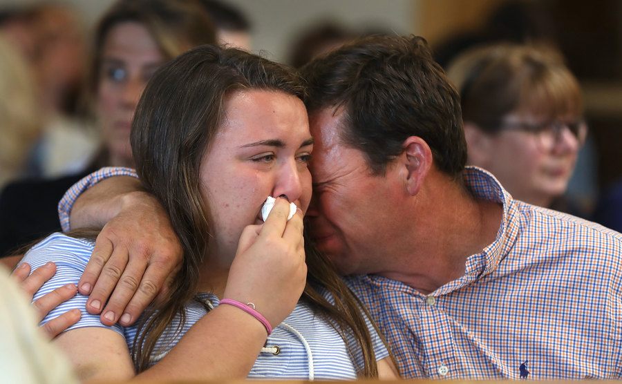 Roy’s father and sister cry during the trial.