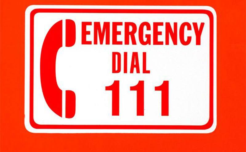 An” Emergency Dial 111” sign. 