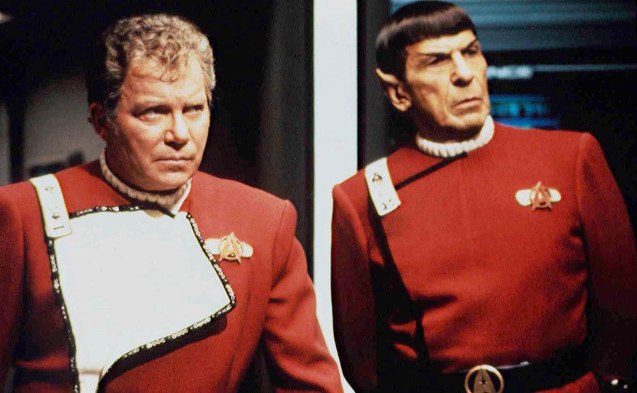 William Shatner and Leonard Nimoy in a still from Star Trek. 