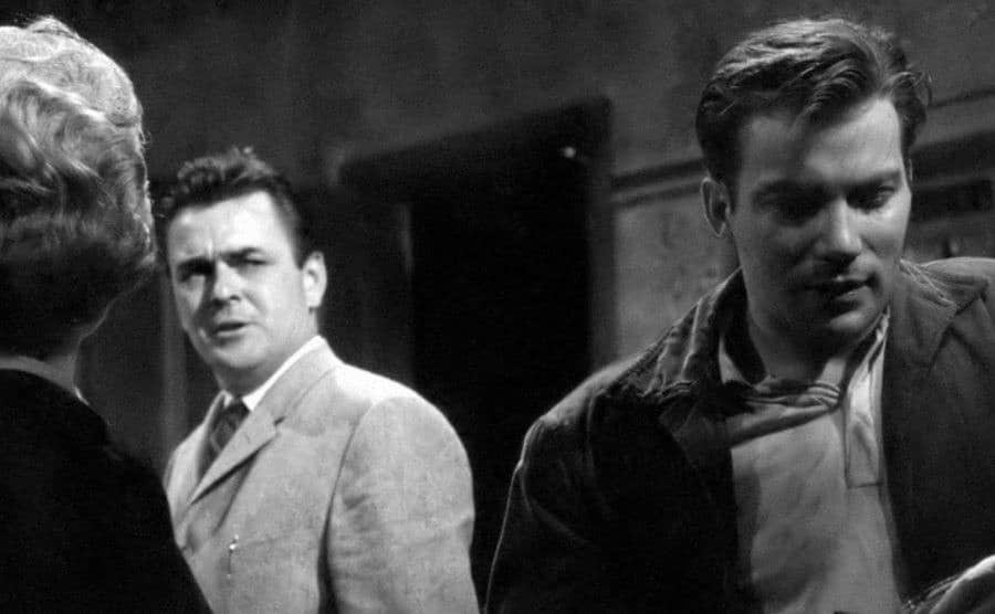 William Shatner and James Doohan in a still from The Well. 