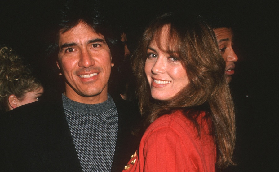 Peter Lopez and Catherine Bach arrive at an event. 