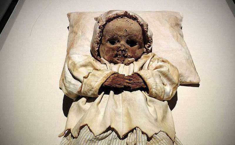A mummified baby. 