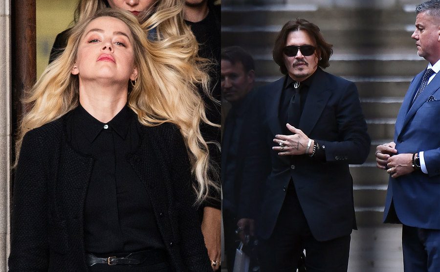 Amber Heard leaves court, / Johnny Depp departs from the court.