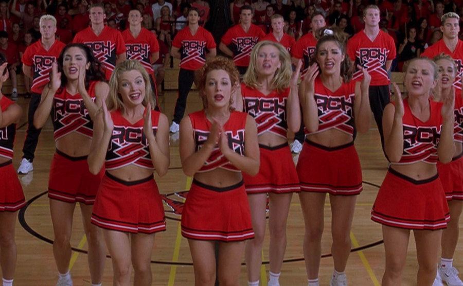 The Toros perform their first cheer in the movie. 