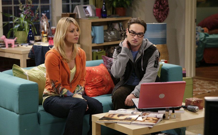 Cuoco and Galecki in a still from TBBT. 