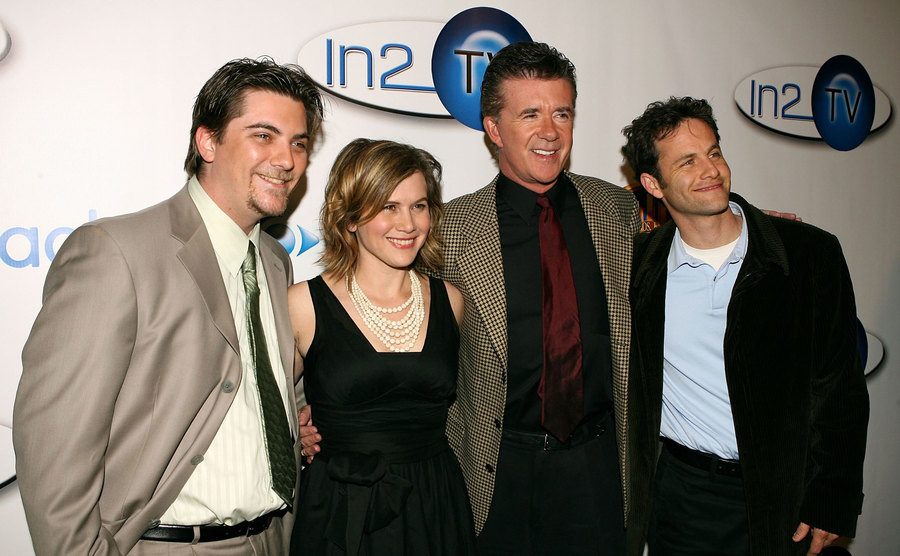 Former cast members of Growing Pains attend an event.