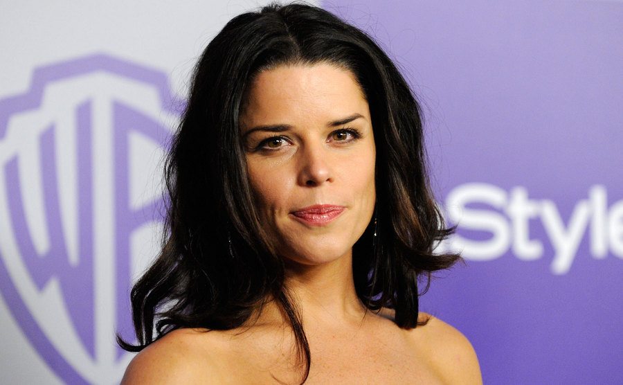 Neve Campbell arrives at the Golden Globes after-party. 