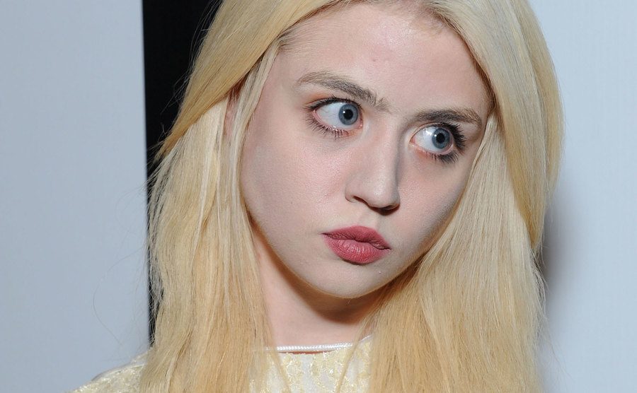Allison Harvard poses for the press.