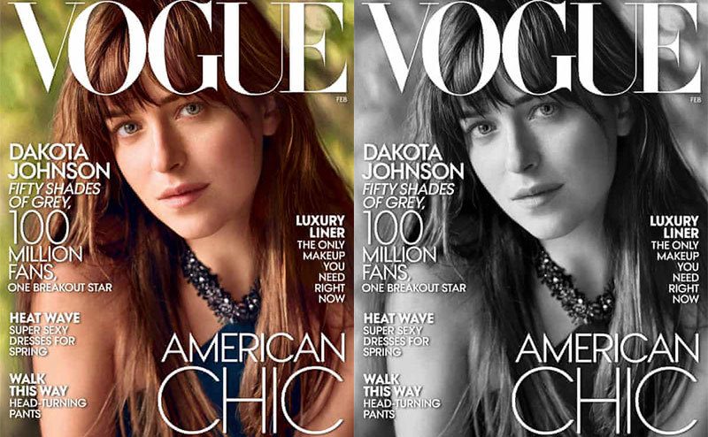 Dakota Johnson poses for a Vogue cover.