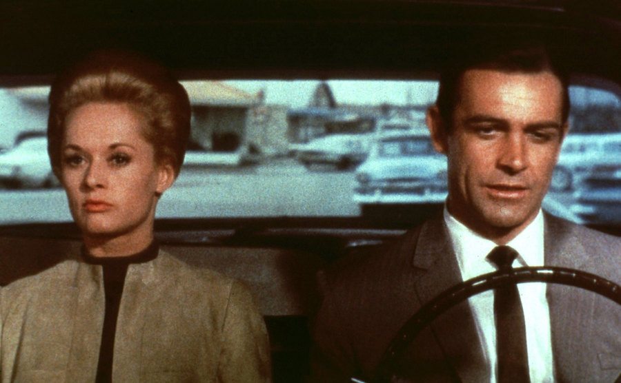 Tippi Hedren and Sean Connery are in a still of Marnie.
