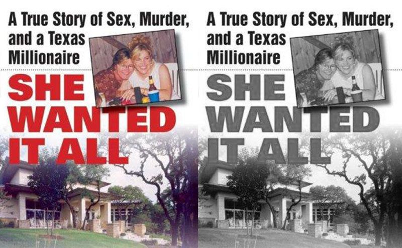 A newspaper clipping reads “A True Story of Sex, Murder, and a Texas Millionaire.”