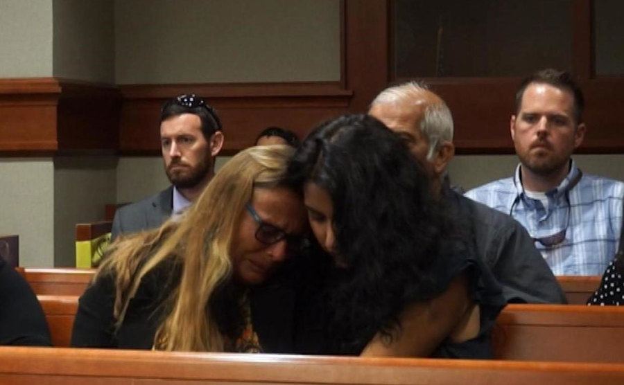 A photo of Patrick’s relatives crying in court.