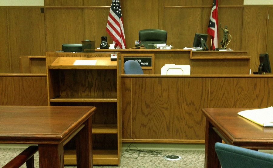 A photo of a courtroom.