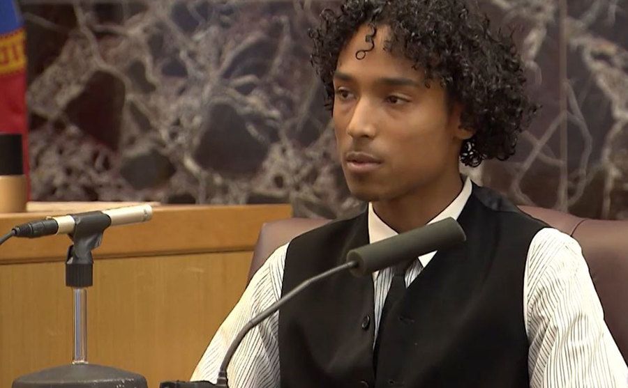 A photo of Josh testifying in court.