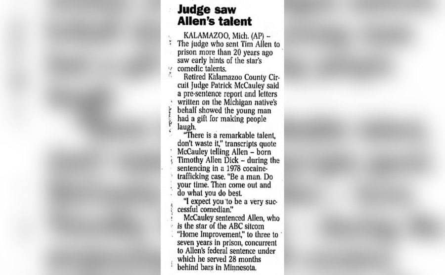 A newspaper clipping mentions how the judge saw Allen’s talent. 