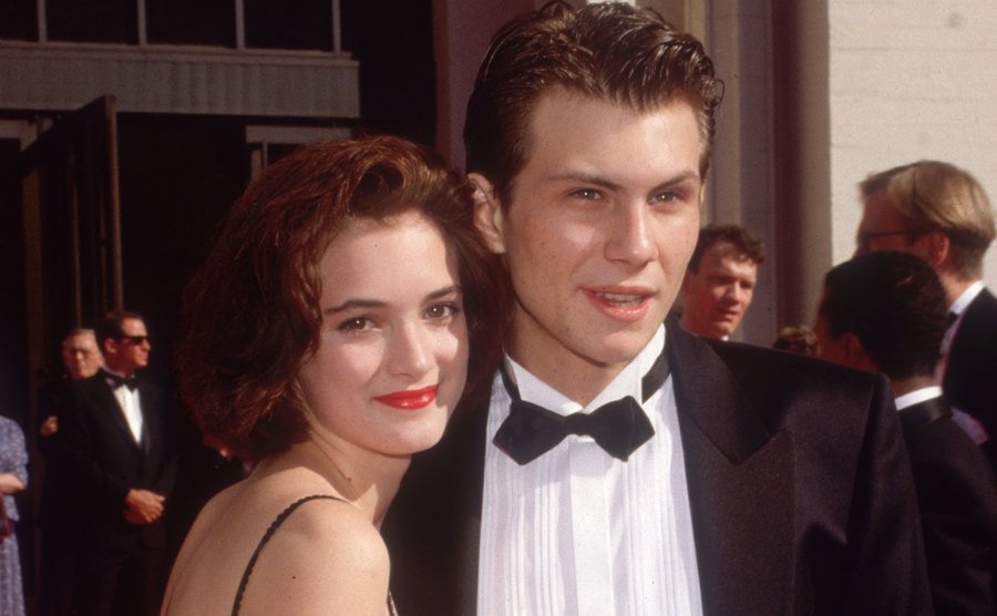 Winona Ryder and Christian Slater arrive together at the film premiere.