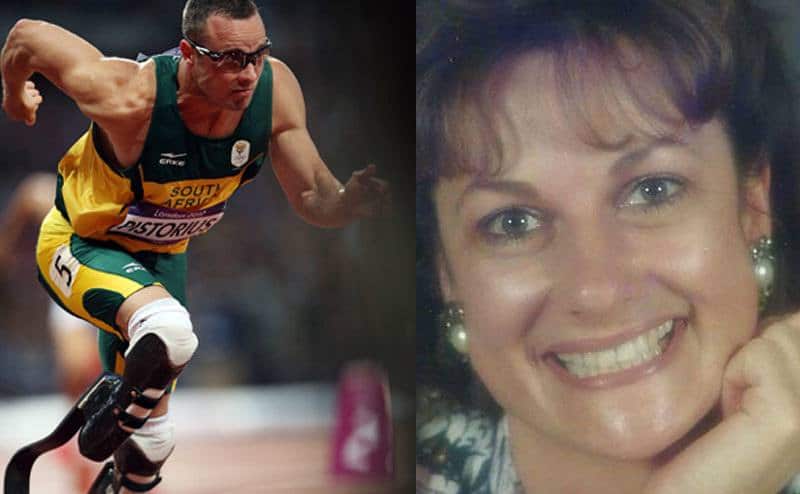 A photo of Pistorius during the Paralympics / A portrait of Pistorius’ mother.