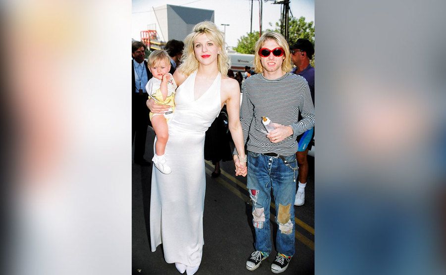 Courtney Love, Frances Bean Cobain, and Kurt Cobain. 