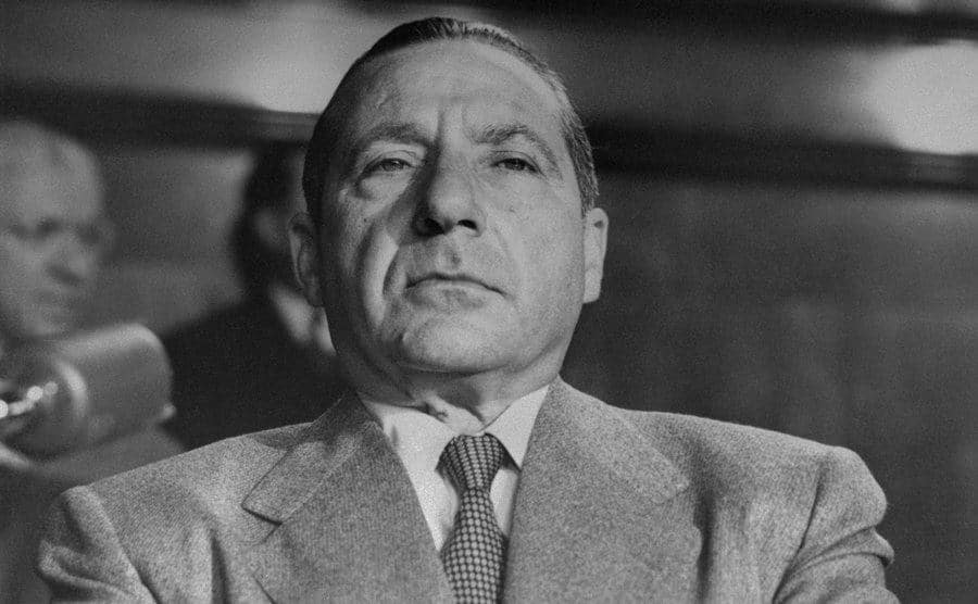 A photo of Frank Costello in court.