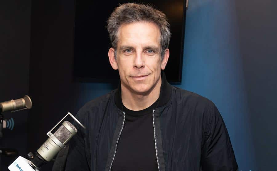A photo of Ben Stiller on a radio show.