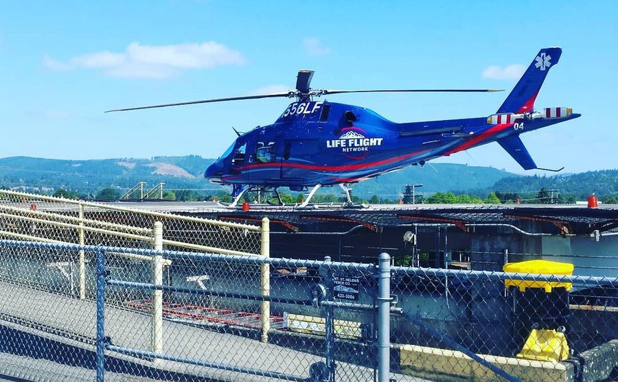 A picture of the Life-Flight that took Dave to the hospital.