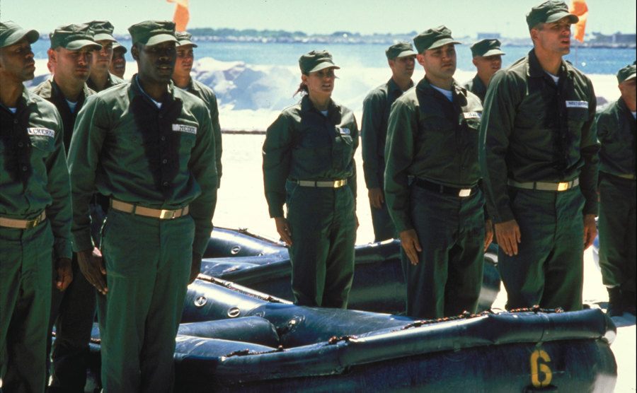 A still of the Navy in a scene at the beach.