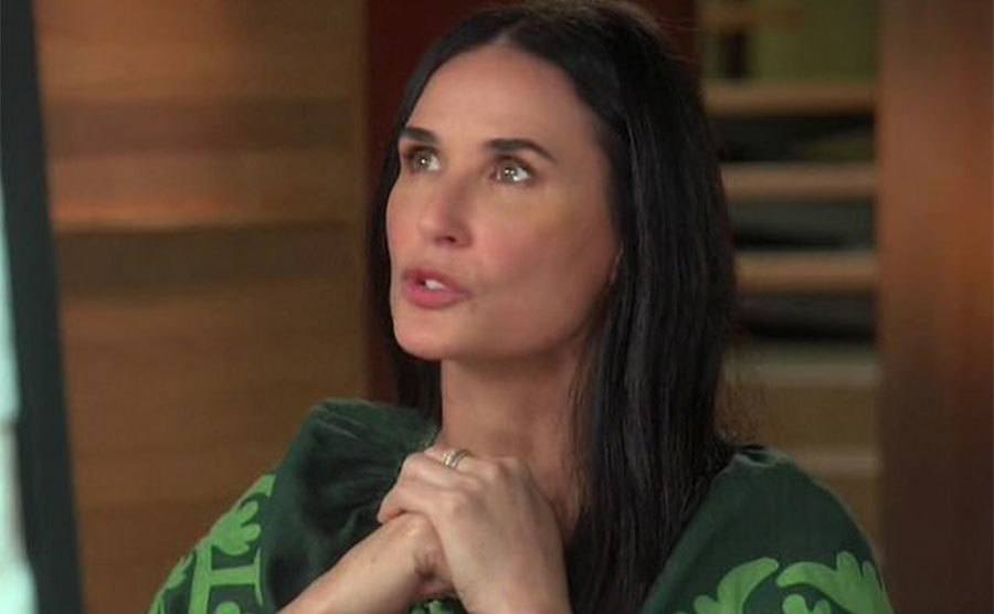 A still of Demi Moore during an interview.
